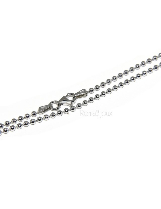 SILVER 925: Choker necklace dots balls balls 2.0 mm different model lengths rhodium-plated white gold effect