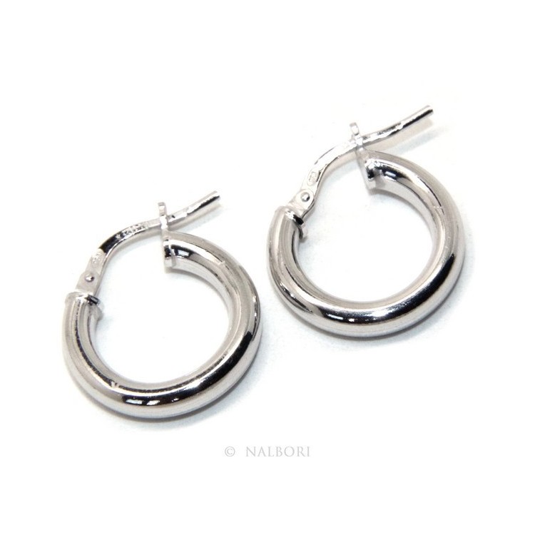 RMB|orecchini donna Argento 925 anelle cerchi boccole lisce classiche 15,5 mm 2 colori