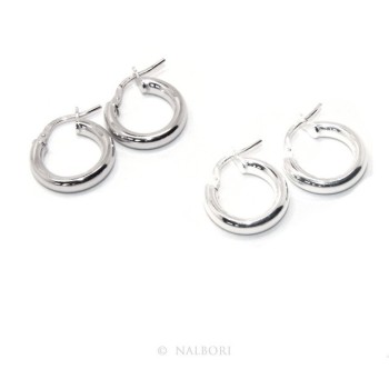 RMB|silver earrings 925 sterling silver 15.5 mm 2-color smooth brooches hoop