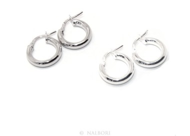 RMB|silver earrings 925 sterling silver 15.5 mm 2-color smooth brooches hoop