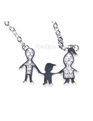 9925: Collier Necklace with central pendant family with unique baby son