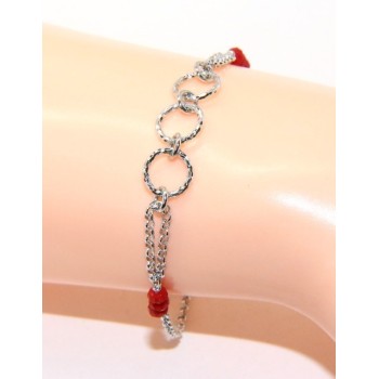 RMB|Bracelet man woman boy Silver 925 red rosary work with diamond rings 16.50-19.50 cm