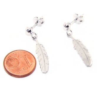RMB|Silver 925: woman earrings with ball and feather pendant cut and laser engraved