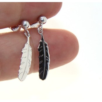 RMB|Silver 925: woman earrings with ball and feather pendant cut and laser engraved