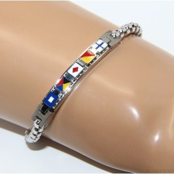 RMB|NALBORI bracelet stainless steel bolted plate with glazed flags 19,50 cm