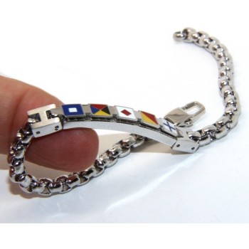 RMB|NALBORI bracelet stainless steel bolted plate with glazed flags 19,50 cm