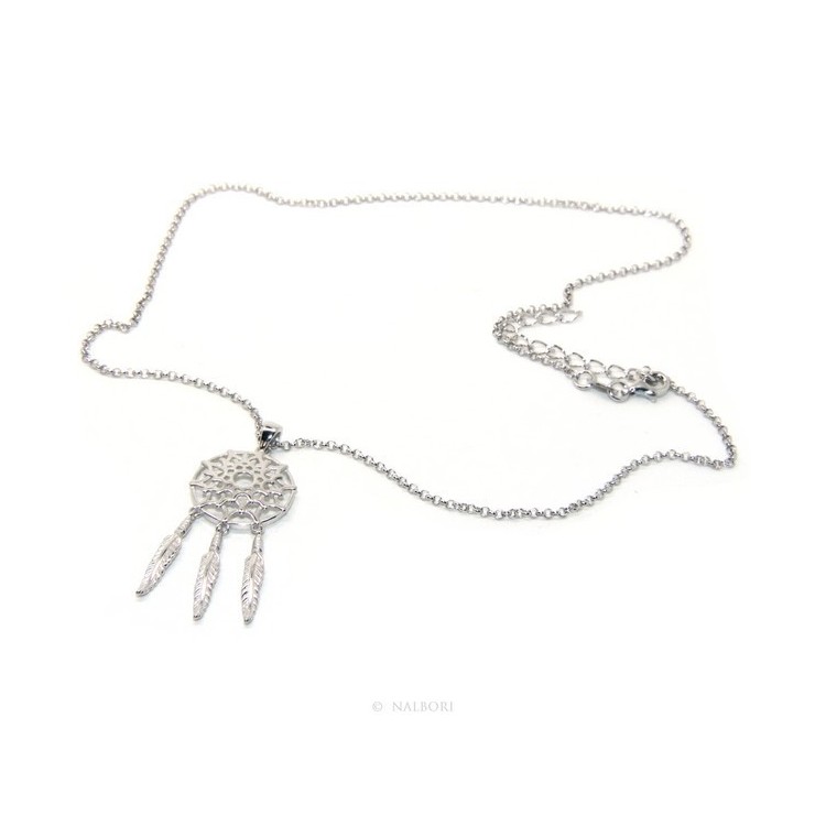 RMB|NALBORI collana donna rolo' con ciondolo grande pendente acchiappasogni acchiappa sogni 3 piume