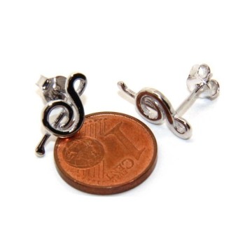 RMB|Orecchini donna o uomo argento 925 con chiave di SOL violino speculari