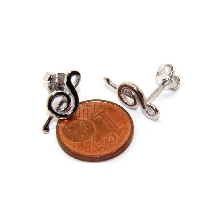 RMB|Orecchini donna o uomo argento 925 con chiave di SOL violino speculari