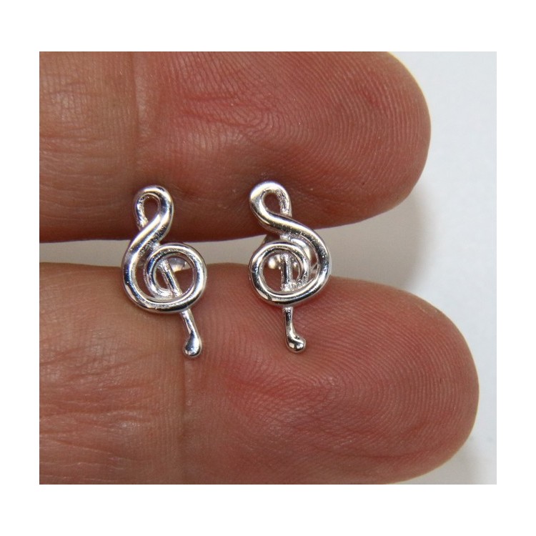 RMB|Orecchini donna o uomo argento 925 con chiave di SOL violino speculari