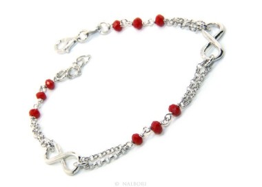 RMB|Man Woman Bracelet Silver 925 red rosary workmanship with infinite 15,50-18,00 cm