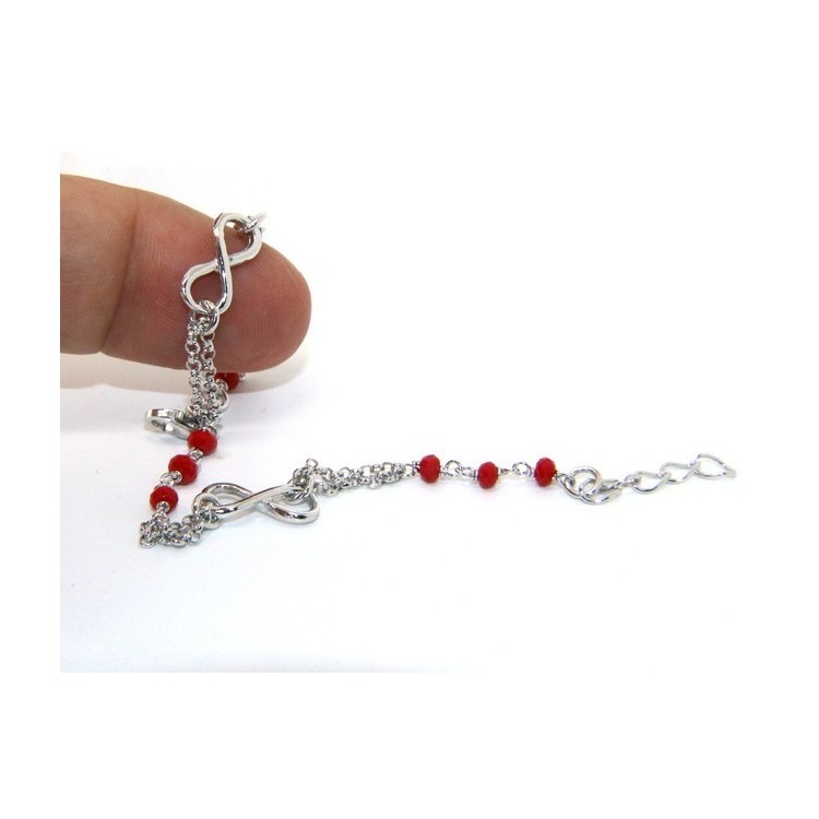 RMB|Man Woman Bracelet Silver 925 red rosary workmanship with infinite 15,50-18,00 cm
