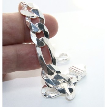 RMB|NALBORI|bracelet for man massive italian italy silver tag  figaro chain