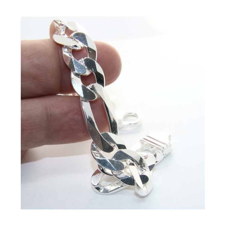 RMB|NALBORI|bracelet for man massive italian italy silver tag  figaro chain
