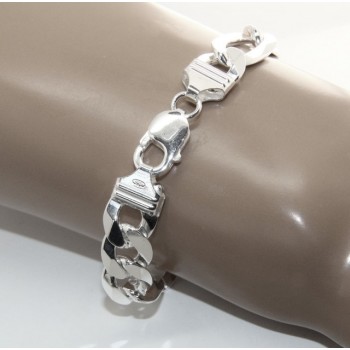 RMB|NALBORI|bracelet for man massive italian italy silver tag  figaro chain