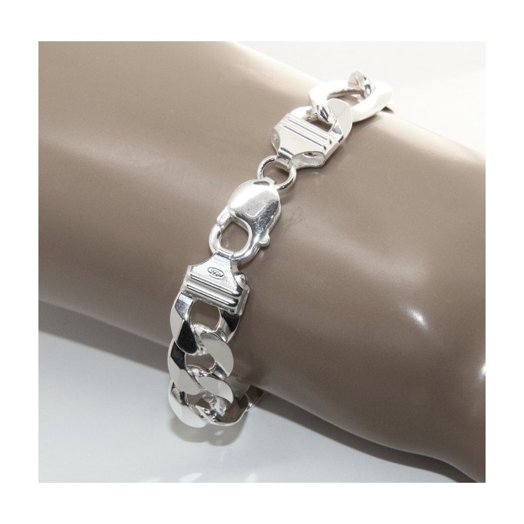 RMB|NALBORI|bracelet for man massive italian italy silver tag  figaro chain