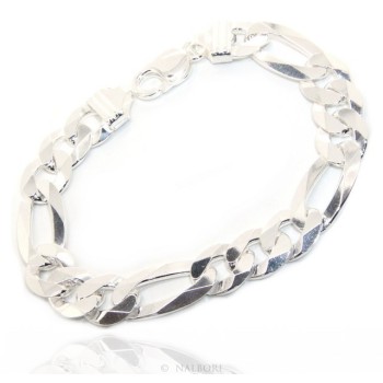 RMB|NALBORI|bracelet for man massive italian italy silver tag  figaro chain