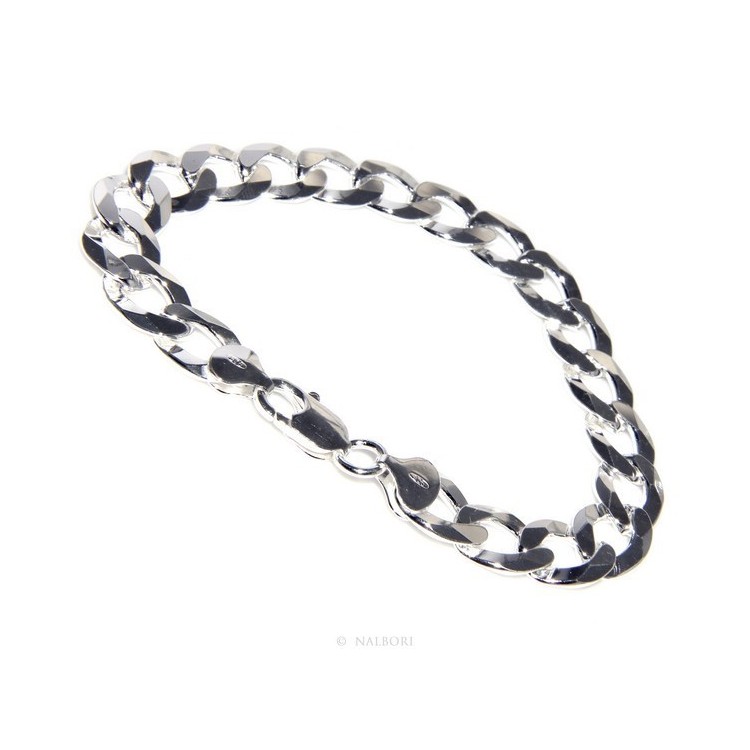 RMB|ARGENTO 925 : Bracciale uomo catena da 11 mm grumetta grumettone massiccio lungo 22 cm pieno pesante