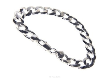 RMB|ARGENTO 925 : Bracciale uomo catena da 11 mm grumetta grumettone massiccio lungo 22 cm pieno pesante