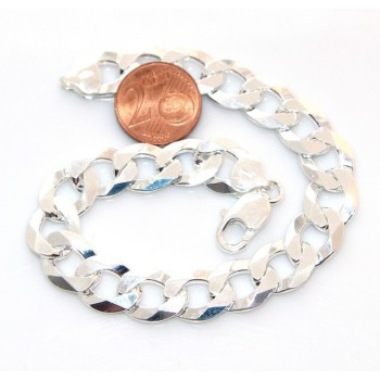 RMB|ARGENTO 925 : Bracciale uomo catena da 11 mm grumetta grumettone massiccio lungo 22 cm pieno pesante