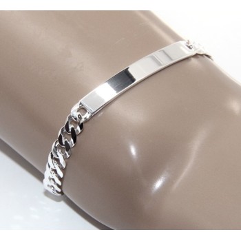 RMB|NALBORI Bracciale targa uomo donna argento 925 chiaro, massiccio catena grumetta 6 mm polso 19,50-20,50
