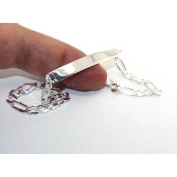 RMB|NALBORI Bracciale targa uomo donna argento 925 chiaro, massiccio catena figaro 5 mm polso 20,50