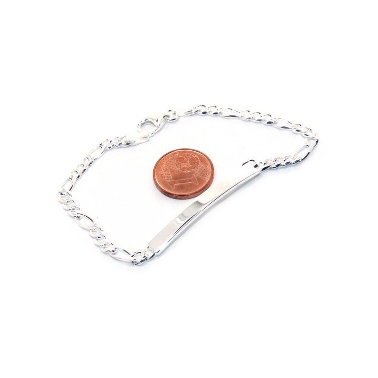 RMB|NALBORI Men's or women's silver bracelet in 925 silver, solid chain figaro 4 mm  wrist 18 cm