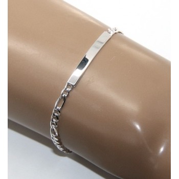 RMB|NALBORI Men's or women's silver bracelet in 925 silver, solid chain figaro 4 mm  wrist 18 cm