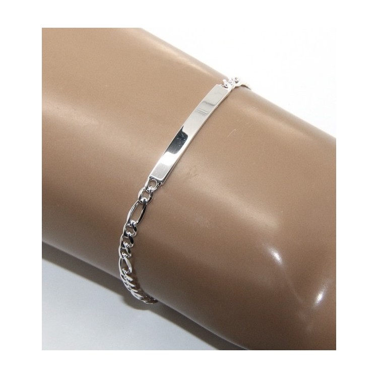 RMB|NALBORI Men's or women's silver bracelet in 925 silver, solid chain figaro 4 mm  wrist 18 cm