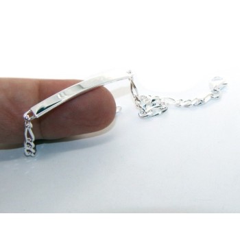 RMB|NALBORI Men's or women's silver bracelet in 925 silver, solid chain figaro 4 mm  wrist 18 cm