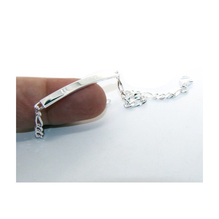 RMB|NALBORI Men's or women's silver bracelet in 925 silver, solid chain figaro 4 mm  wrist 18 cm
