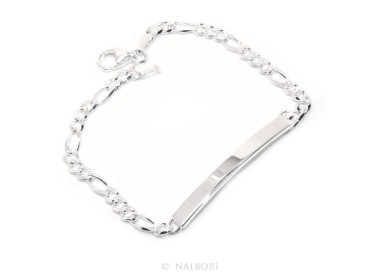 RMB|NALBORI Men's or women's silver bracelet in 925 silver, solid chain figaro 4 mm  wrist 18 cm