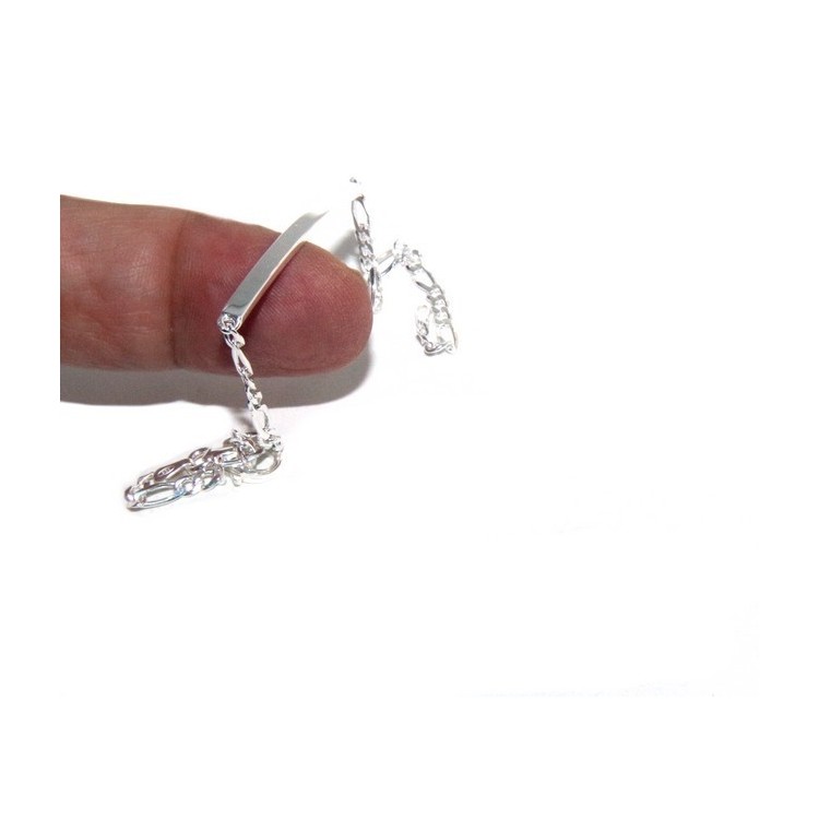 RMB|NALBORI Men's or women's silver bracelet in 925 silver, solid chain figaro 3 mm  wrist 18 cm