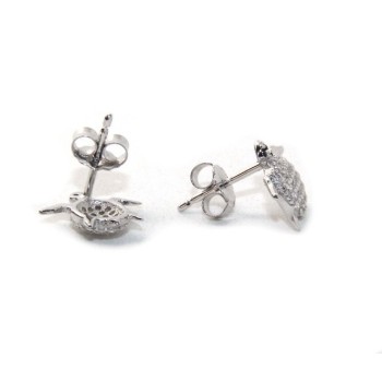 RMB|orecchini da donna in argento 925 a forma di tartaruga con pavè microsetting di piccoli zirconi bianchi taglio brillante