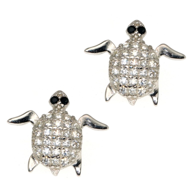 RMB|925 silver tortoiseshell earrings with brilliant white and black pavé zircons