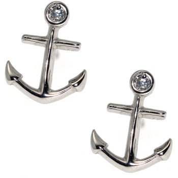 RMB|anchor earrings 925 silver white zircon chive cut