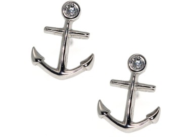 RMB|anchor earrings 925 silver white zircon chive cut