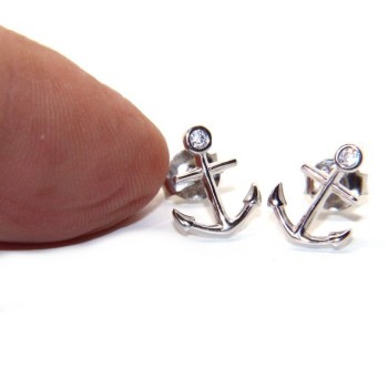 RMB|earrings for men or women 925 silver anchor-shaped brilliant-cut white zircon in cipollino