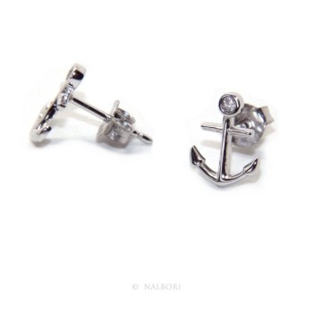 RMB|earrings for men or women 925 silver anchor-shaped brilliant-cut white zircon in cipollino