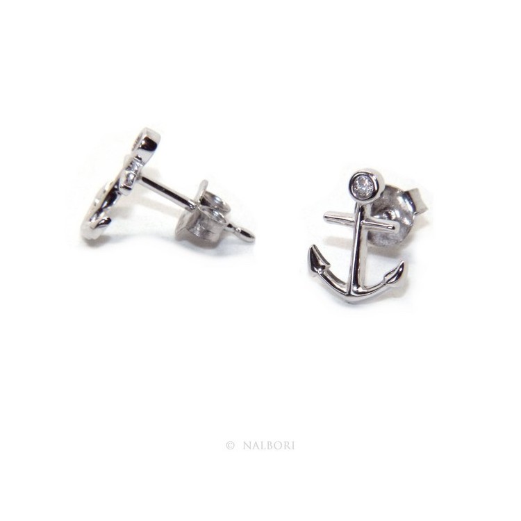 RMB|earrings for men or women 925 silver anchor-shaped brilliant-cut white zircon in cipollino