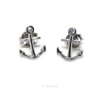 RMB|earrings for men or women 925 silver anchor-shaped brilliant-cut white zircon in cipollino