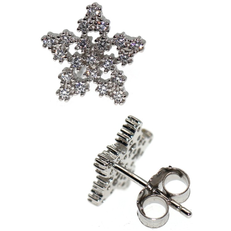 RMB|Women's 925 silver earrings in the shape of a star with white zircons
