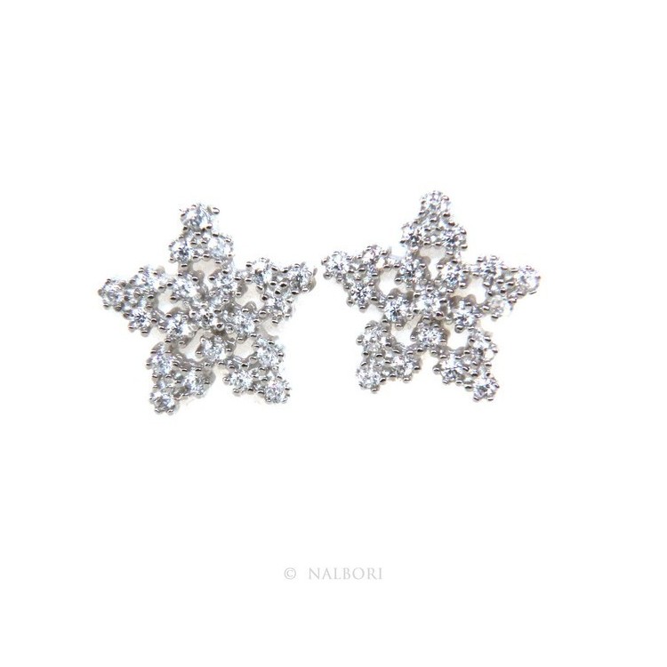 RMB|Women's 925 silver earrings in the shape of a star with white zircons