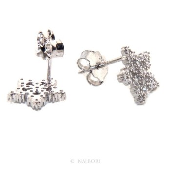 RMB|Women's 925 silver earrings in the shape of a star with white zircons