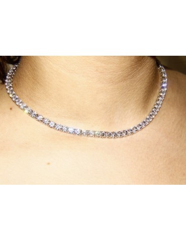 925: Collier Ladies necklace model Tennis with white cubic zirconia jaws 5 mm brilliant cut