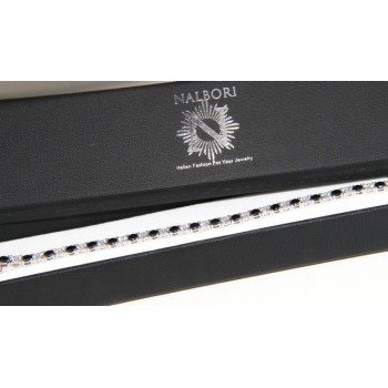 RMB|Bracciale per donna in Argento 925 modello Tennis Con Zirconi bianco e nero da 4 mm 17,5 cm a griffe