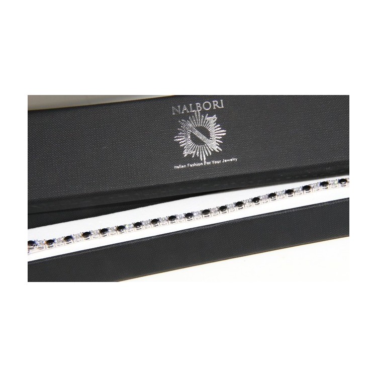 RMB|Woman's bracelet in 925 Sterling Silver Tennis model With black and white 4 mm 17.5 cm cubic zirconia jaws