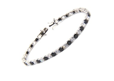 RMB|Bracciale tennis argento 925 bianco nero Zirconi per donna 4 mm 17,5 cm