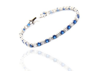 RMB|Bracciale tennis argento 925 bianco blu Zirconi per donna 4 mm 17,5 cm
