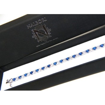RMB|Bracciale per donna in Argento 925 modello Tennis Con Zirconi bianco e blu da 4 mm 17,5 cm a griffe